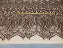 Blush - 4 Way Stretch Embroidered Royalty Sequins Fancy Design Fabric By Yard