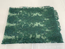 Flower Cluster Fancy Border Fabric - Hunter Green - Embroidered Flower Design on Lace Mesh By Yard