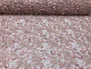 Guipure 3D Lace Fabric - Dusty Rose - Embroidered 3D Flower with Bead Lace Fabric Sold By The Yard