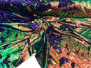 Two Tone Reversible - Rainbow - 2 Way Stretch Iridescent Shiny Sequins Fabric By The Yard