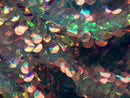 Iridescent - Clear Pink - Circle Sequins Hologram Fabric - Multi-Color Fabric Sold By The Yard