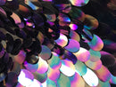 Iridescent Sequins Hologram Fabric - Blue/Purple Oval Teardrops - 58 Inch Fabric Sold By The Yard