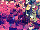 Iridescent Sequins Hologram Fabric - Magenta Oval Teardrops - 58 Inch Fabric Sold By The Yard