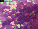 Iridescent Sequins Hologram Fabric - Lavender Oval Teardrops - 58 Inch Fabric Sold By The Yard