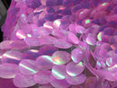 Iridescent Sequins Hologram Fabric - Lavender Oval Teardrops - 58 Inch Fabric Sold By The Yard