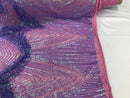 Fringe Sequins - Iridescent Lilac - Dangle 4 Way Stretch Fancy Sequins Fabric Sold By The Yard