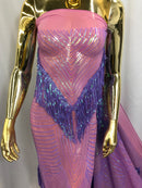 Fringe Sequins - Iridescent Lilac - Dangle 4 Way Stretch Fancy Sequins Fabric Sold By The Yard