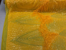 Fringe Sequins - Canary Yellow - Dangle 4 Way Stretch Fancy Sequins Fabric Sold By The Yard