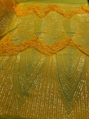 Fringe Sequins - Canary Yellow - Dangle 4 Way Stretch Fancy Sequins Fabric Sold By The Yard