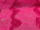 Fringe Sequins - Hot Pink - Dangle 4 Way Stretch Fancy Sequins Fabric Sold By The Yard