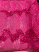 Fringe Sequins - Hot Pink - Dangle 4 Way Stretch Fancy Sequins Fabric Sold By The Yard