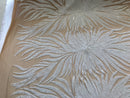 Phoenix Feather Sequins - White -  4 Way Stretch Phoenix Pattern Top Fashion Design Fabric