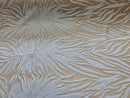 Phoenix Feather Sequins - White -  4 Way Stretch Phoenix Pattern Top Fashion Design Fabric