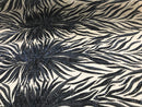 Phoenix Feather Sequins - Black-  4 Way Stretch Phoenix Pattern Top Fashion Design Fabric