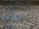 Phoenix Feather Sequins - Silver -  4 Way Stretch Phoenix Pattern Top Fashion Design Fabric