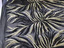 Phoenix Feather Sequins - Light Gold / Black 4 Way Stretch Phoenix Pattern Top Fashion Design Fabric