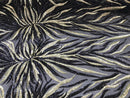 Phoenix Feather Sequins - Light Gold / Black 4 Way Stretch Phoenix Pattern Top Fashion Design Fabric