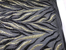 Phoenix Feather Sequins - Light Gold / Black 4 Way Stretch Phoenix Pattern Top Fashion Design Fabric