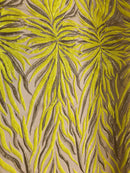 Phoenix Feather Sequins - Yellow / Matte Gold - 4 Way Stretch Phoenix Pattern  Fashion Design Fabric