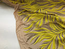 Phoenix Feather Sequins - Yellow / Matte Gold - 4 Way Stretch Phoenix Pattern  Fashion Design Fabric