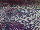 Phoenix Feather Sequins - Iridescent Lavender - 4 Way Stretch Phoenix Pattern Fashion Design Fabric
