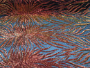Phoenix Feather Sequins - Iridescent Orange - 4 Way Stretch Phoenix Pattern Fashion Design Fabric