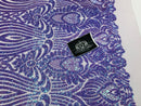 Symbol Pattern - Iridescent Lilac - 4 Way Stretch High Fashion Shiny Pattern Sequins