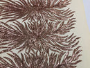 Feather Design Sequins - Rose Gold - 4 Way Stretch Fancy Feather Pattern Design Fabric By Yard