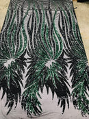 Two Tone Metatron Wings-Fenix Feather Design on 4 Way Stretch Sequin Dresses-Fashion-prom-nightgown