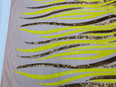 Phoenix Wing Sequins - Yellow / Gold - 4 Way Stretch Wings Pattern Design Fabric By Yard