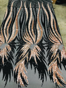 Two Tone Metatron Wings-Fenix Feather Design on 4 Way Stretch Sequin Dresses-Fashion-prom-nightgown