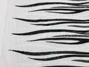 Phoenix Wing Sequins - Black / White - 4 Way Stretch Wings Pattern Design Fabric By Yard