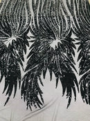 Phoenix Wing Sequins - Black - 4 Way Stretch Wings Pattern Design Fabric By Yard