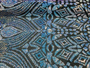 Geometric Sequins - Iridescent Unicorn - 4 Way Stretch Elegant Geometric Pattern with Shiny Sequins