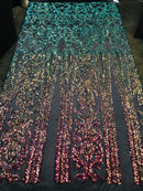 Damask Sequins - Rainbow - 4 Way Stretch Damask Sequins Fashion Design By Yard