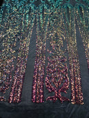 Damask Sequins - Rainbow - 4 Way Stretch Damask Sequins Fashion Design By Yard
