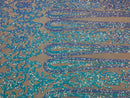 Damask Sequins - Aqua - 4 Way Stretch Damask Sequins Fashion Design By Yard