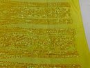 Damask Sequins - Yellow - 4 Way Stretch Damask Sequins Fashion Design By Yard
