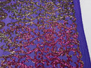 Damask Sequins - Magenta - 4 Way Stretch Damask Sequins Fashion Design By Yard