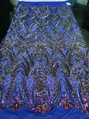 Fish Net Damask Sequins - Magenta - 4 Way Stretch Shiny Fashion Sequins By Yard