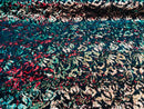 Reversible Velvet Sequins - Orange / Red - 2 Way Stretch Pattern Sequins on Black Velvet