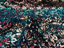 Reversible Velvet Sequins - Orange / Red - 2 Way Stretch Pattern Sequins on Black Velvet