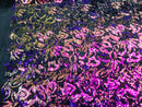 Reversible Velvet Sequins - Iridescent Purple - 2 Way Stretch Pattern Sequins on Black Velvet