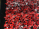 Reversible Velvet Sequins - Red / White - 2 Way Stretch Pattern Sequins on Black Velvet