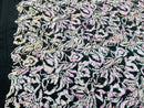 Reversible Velvet Sequins - Iridescent White / Pink - 2 Way Stretch Pattern Sequins on Black Velvet