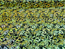 Reversible Velvet Sequins - Iridescent Yellow - 2 Way Stretch Pattern Sequins on Black Velvet