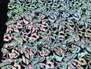 Reversible Velvet Sequins - Iridescent Unicorn - 2 Way Stretch Pattern Sequins on Black Velvet