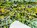 Reversible Velvet Sequins - Iridescent Yellow - 2 Way Stretch Shiny Sequins Fabric Black Velvet