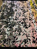 Reversible Velvet Sequins - White Pink / Silver - 2 Way Stretch Shiny Sequins Fabric on Black Velvet
