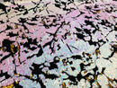 Reversible Velvet Sequins - Unicorn / Gold - 2 Way Stretch Shiny Sequins Fabric on Black Velvet